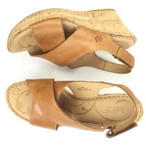Born Henning cross strap wedge cork sandal size 10